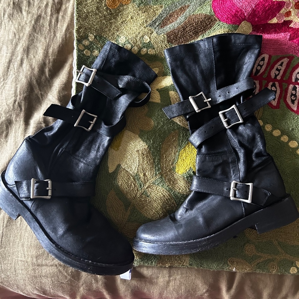 Ann Demeulemeester Black Motorcycle Boots
